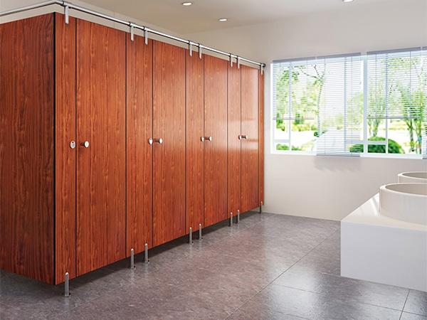 HPL wood grain toilet partition